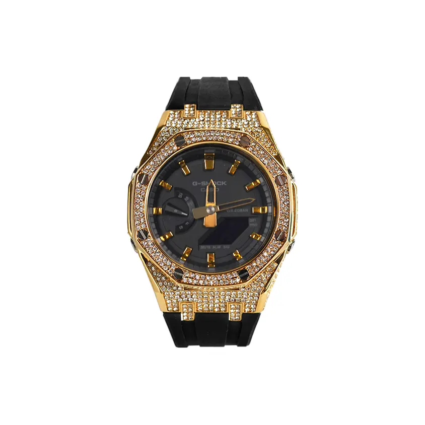 

CASIO Часы Unisex 48.5mm Black Watch, Diamond Collection Golden Diamond Black (Gold Scale)