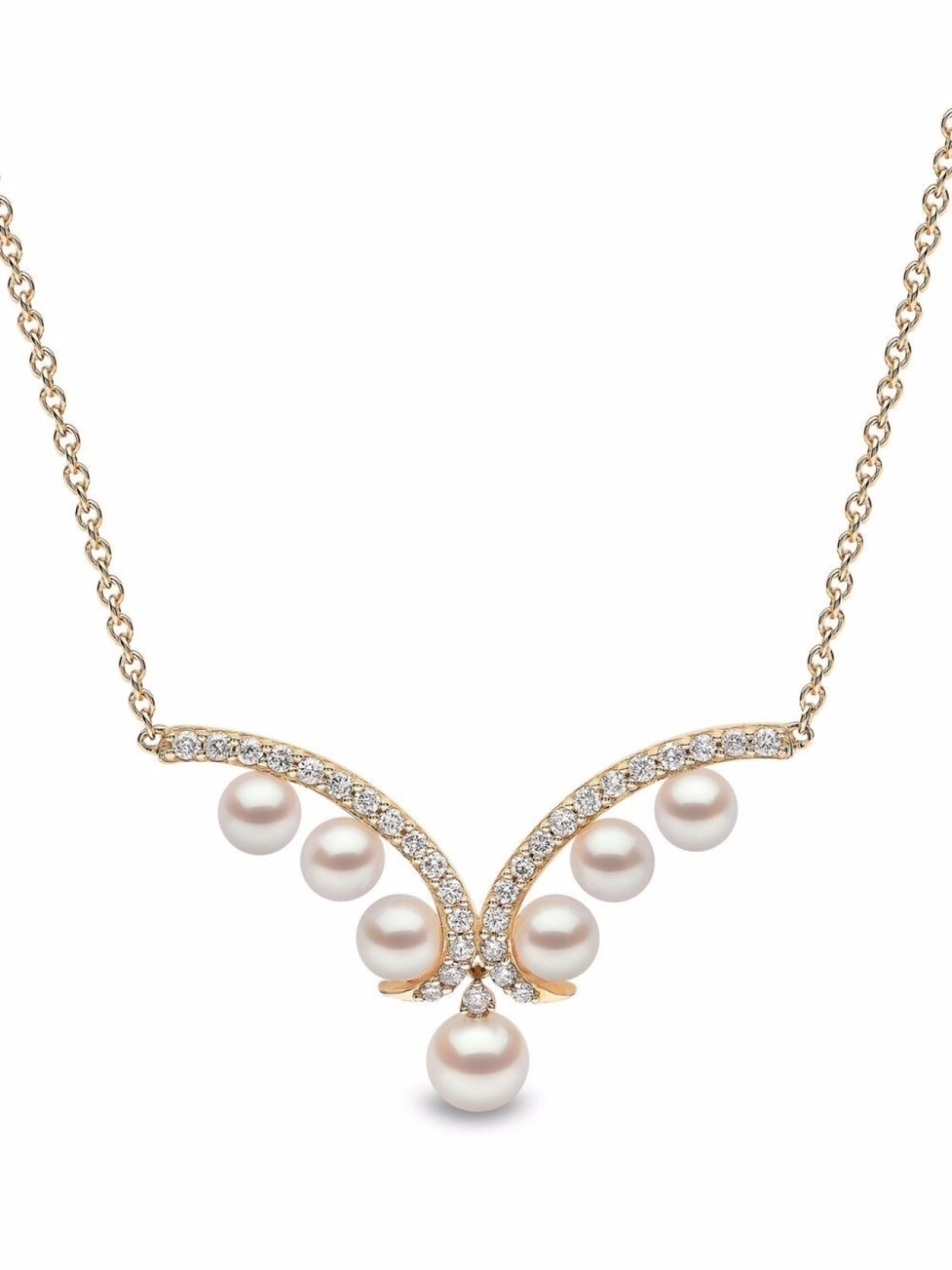 

Колье Sleek из желтого золота с жемчугом и бриллиантами Yoko London, золотой