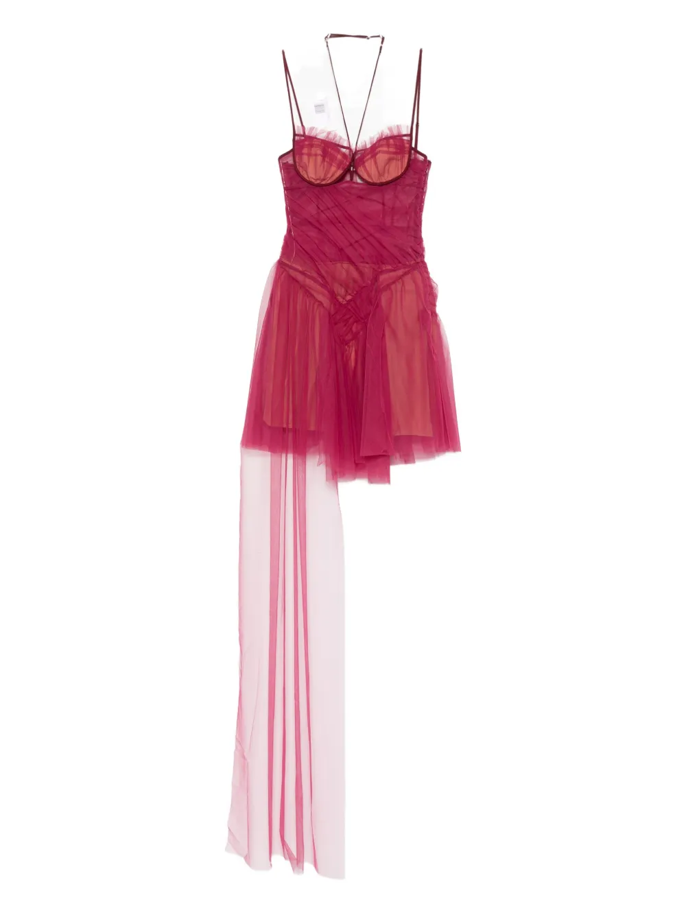 

Асимметричное драпированное мини-платье Nensi Dojaka, красный