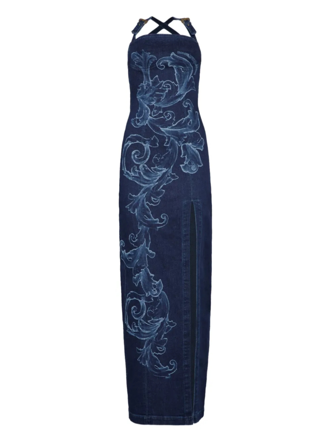 

Джинсовое платье Versace Jeans Couture с барочным декором, синий