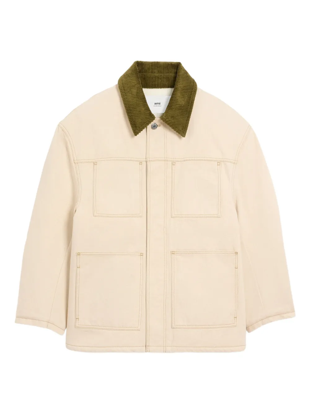 

Пуховик с вельветовым воротником AMI Paris, нейтральный