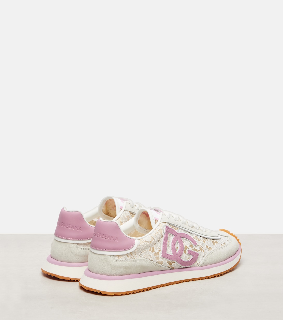 DG Кроссовки с мягкой стелькой и кожаными вставками Dolce&Gabbana, Bianco/Rosa — фото 2