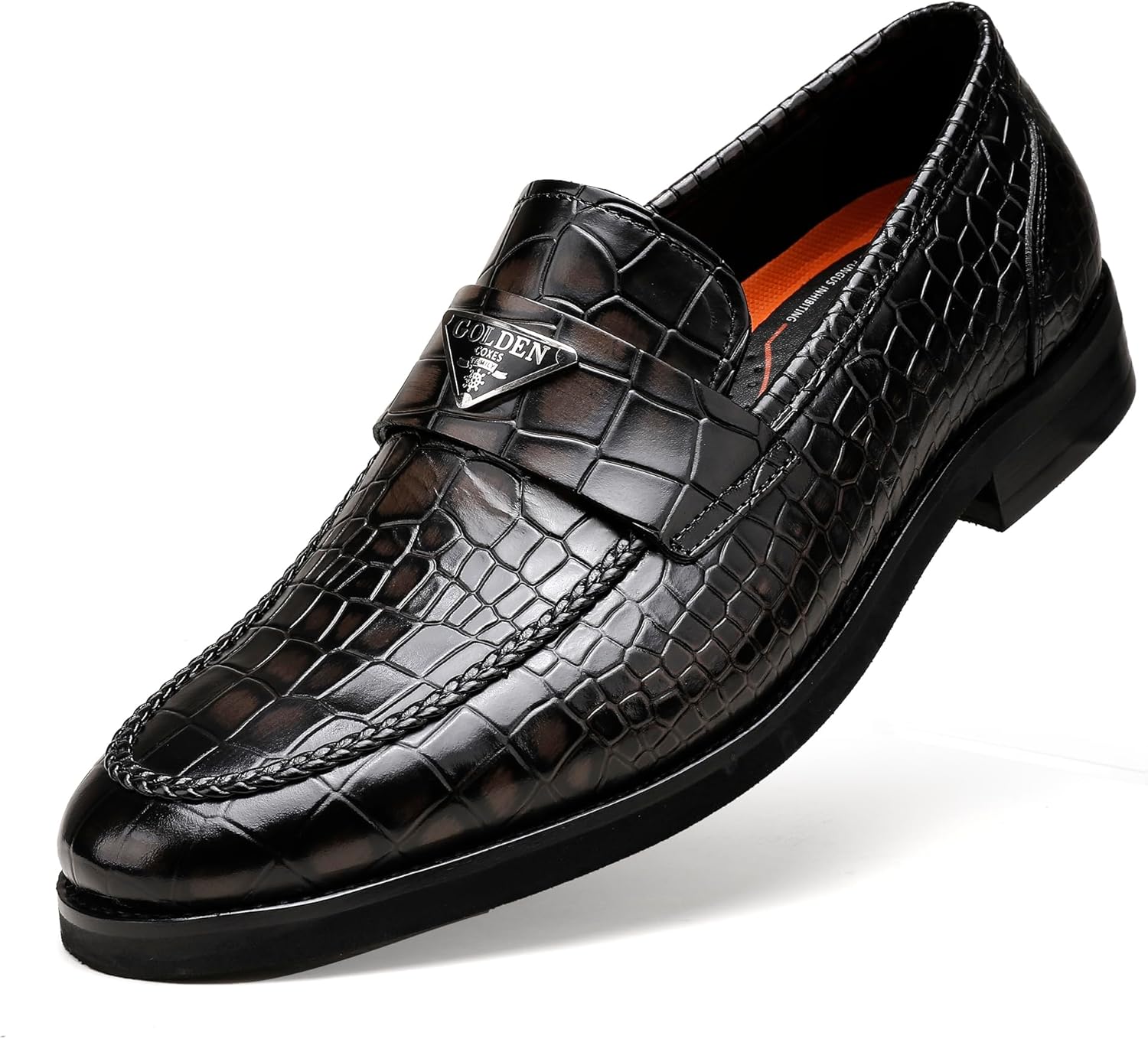 

Мужские повседневные туфли GOLDEN COXES, премиальные формальные лоферы с пряжкой, деловые слипоны, пенни-лоферы для мужчин Golden Coxes Family, серый