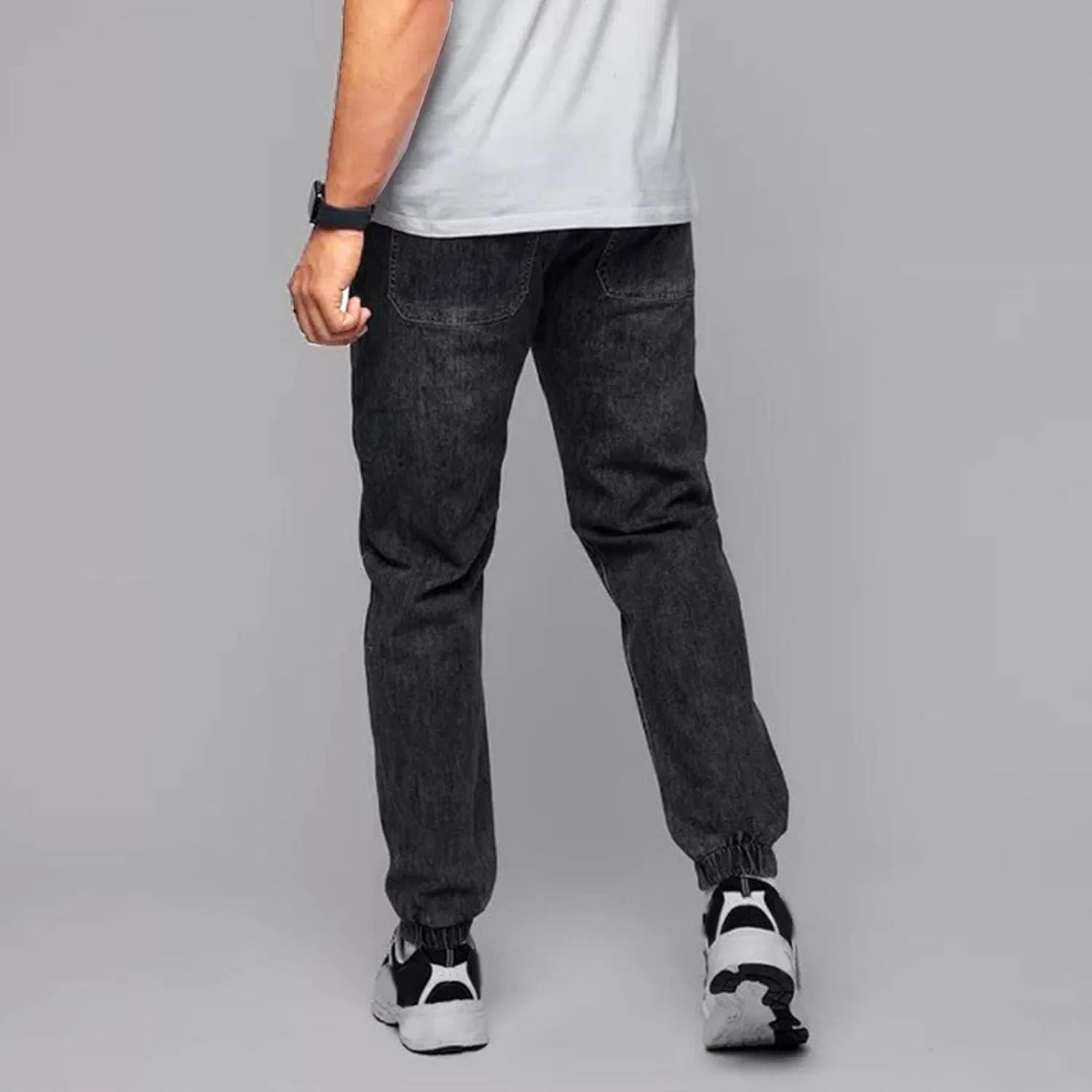 Джинсы свободные, Men's Drawstring Jogger, Black — фото 3