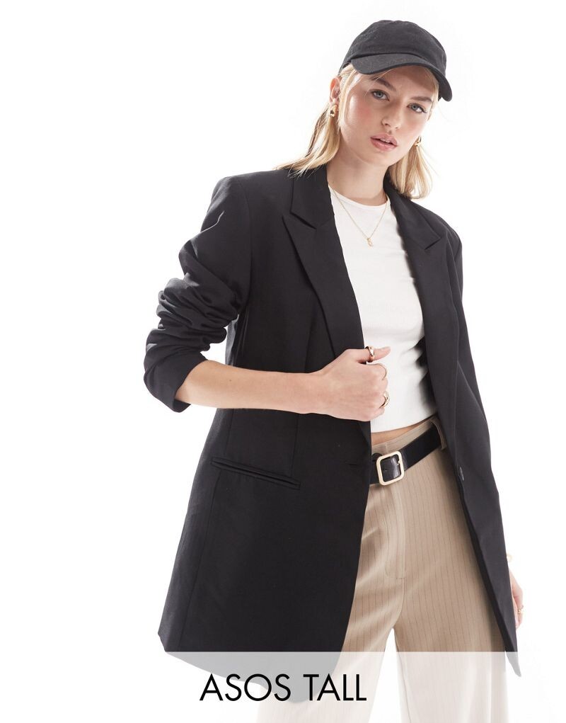 

Черный однобортный пиджак ASOS Tall