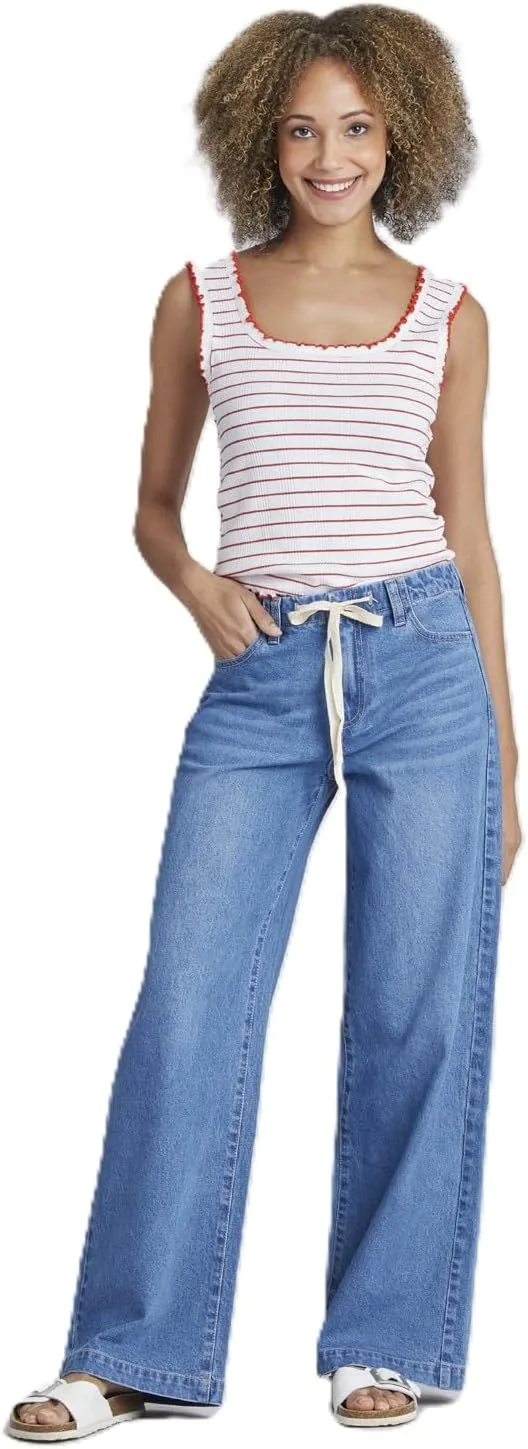 

UNIONBAY женские джинсы с широкими штанинами и шнурком