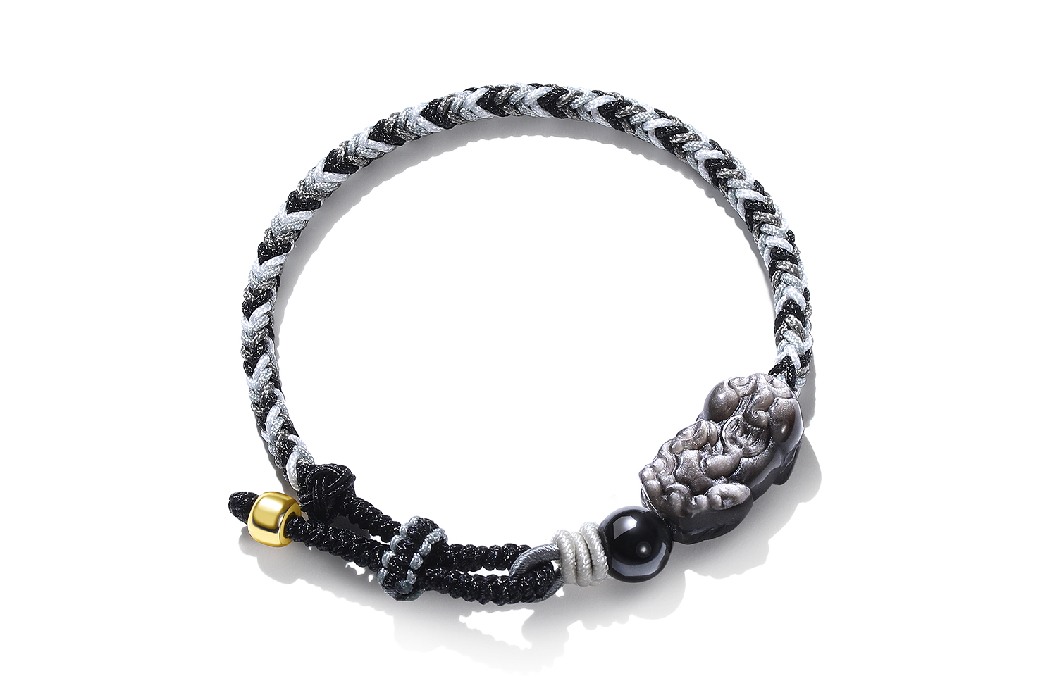 

STYLEJING Серебристый обсидиановый браслет Unisex