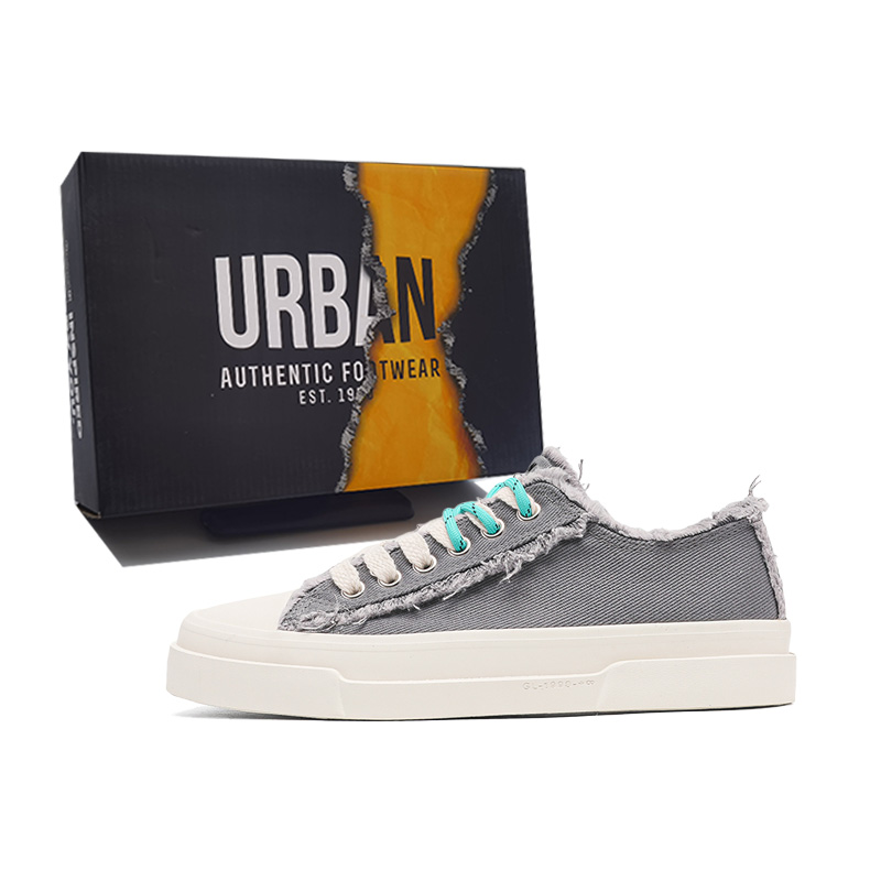 

URBAN AUTHENTIC Мужские противоскользящие износостойкие низкие кеды из холста серого цвета, цвет Gray