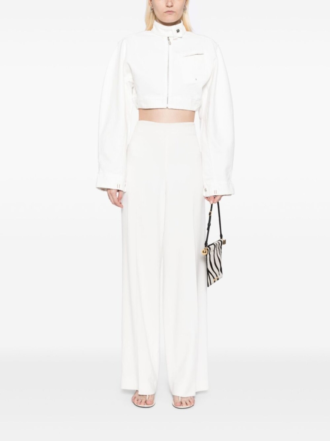 Укороченная куртка на молнии Jacquemus, нейтральный цвет — фото 2