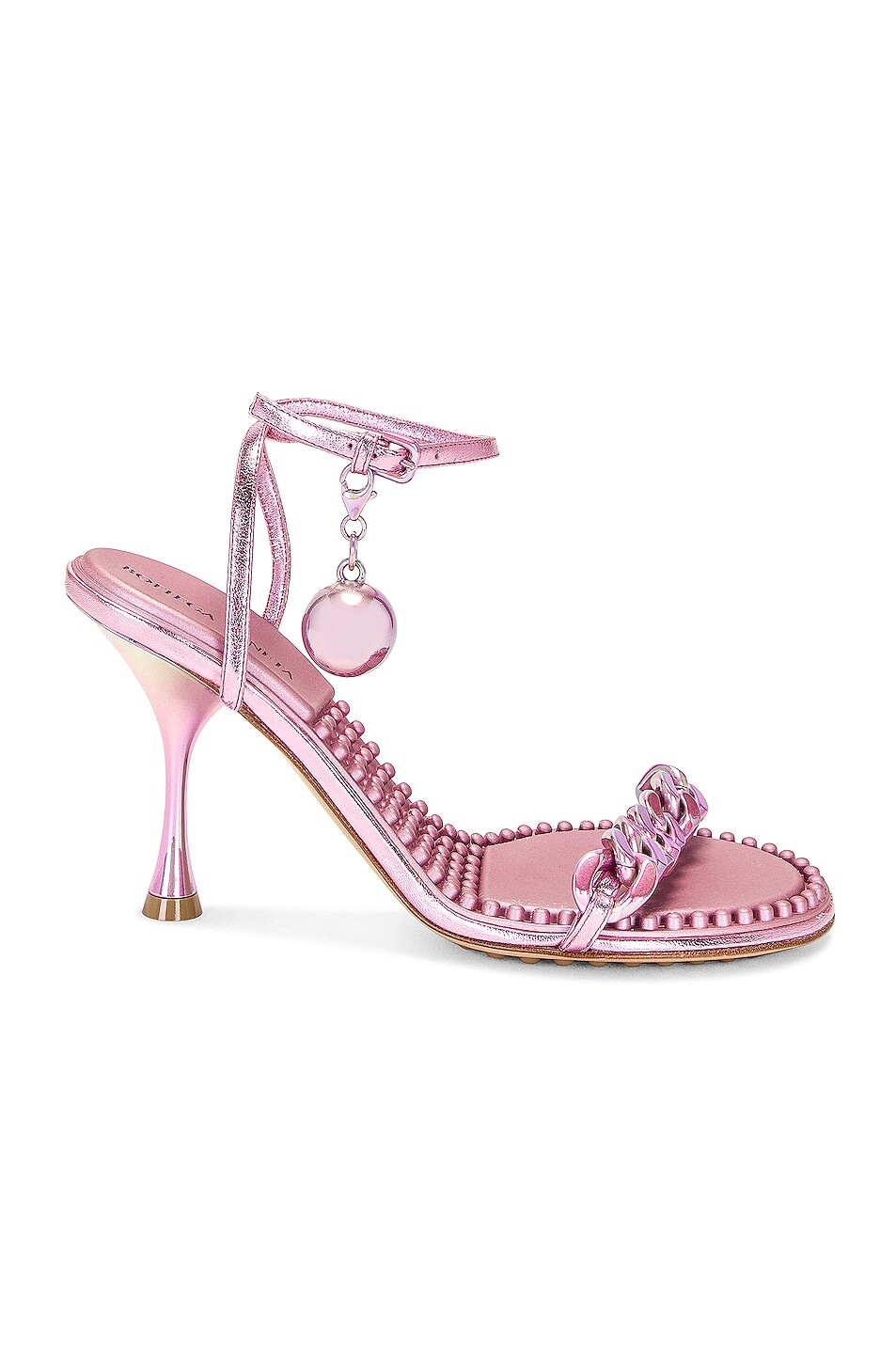 

Сандалии с ремешком на щиколотке в горошек Bottega Veneta, цвет Azalea