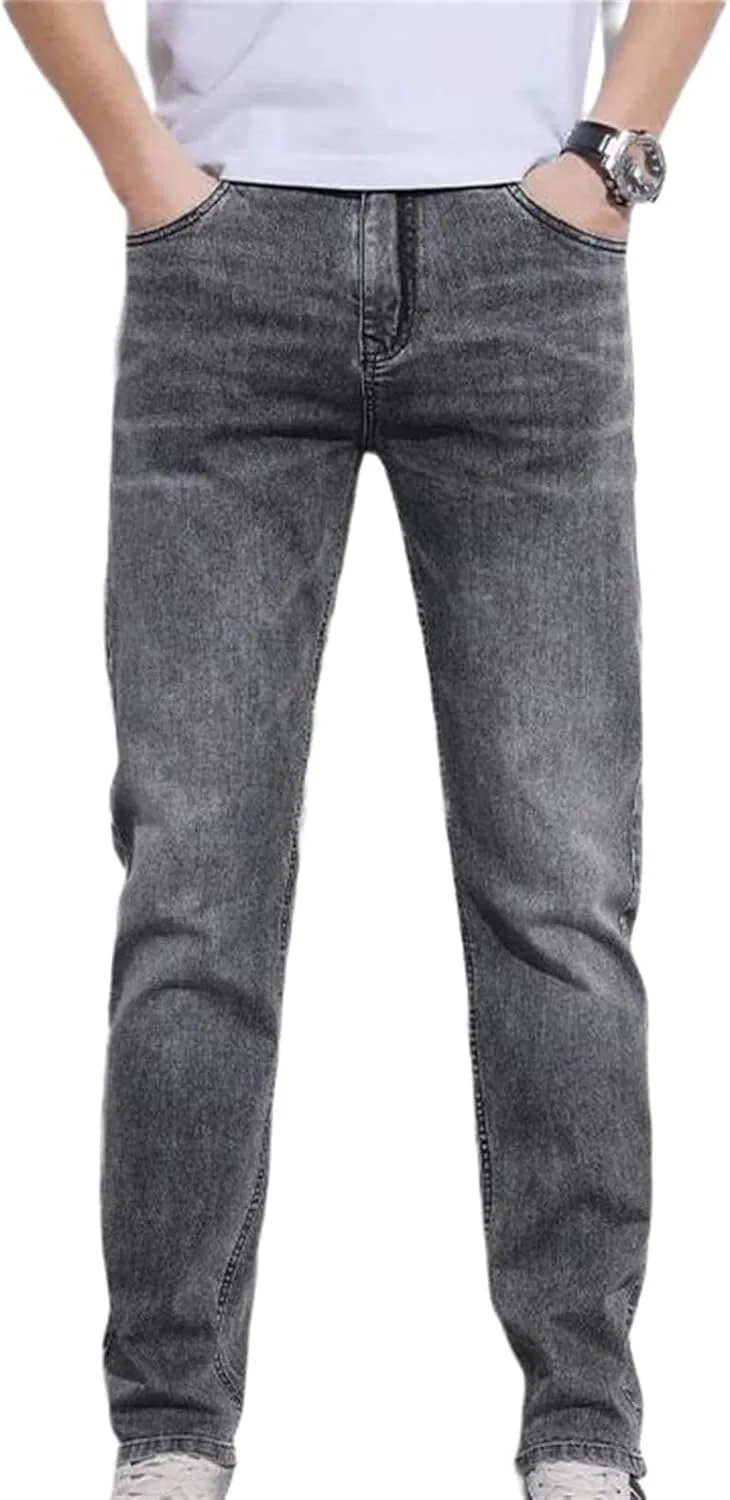 Джинсы, прямые Slim, серые