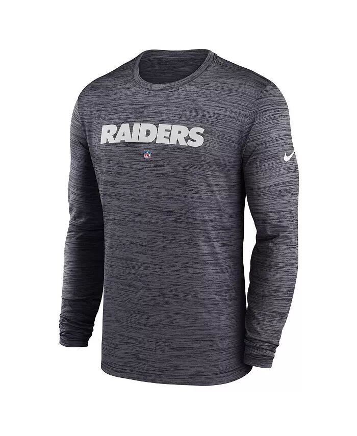 Мужская черная футболка Las Vegas Raiders Sideline Team Velocity Performance с длинным рукавом Nike — фото 3