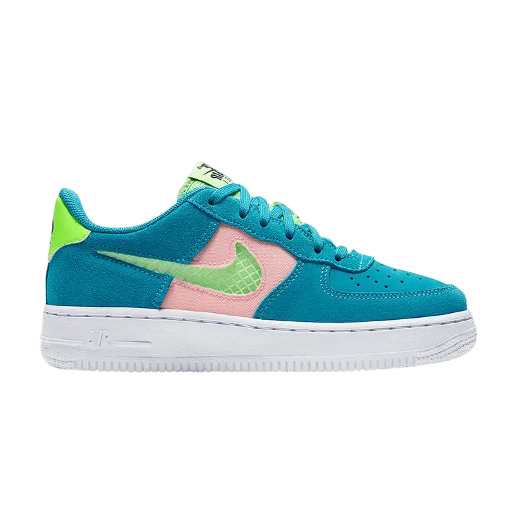 

Кроссовки Nike Air Force 1 Low GS 'Transparent Blue Swoosh', синий