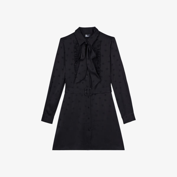 

Мини-Платье из жаккарда с воротником-лавальер The Kooples, черный