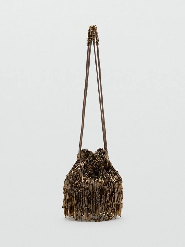 

Meyes сумка с бахромой из бисера и шнурком Mango, Beige - Khaki