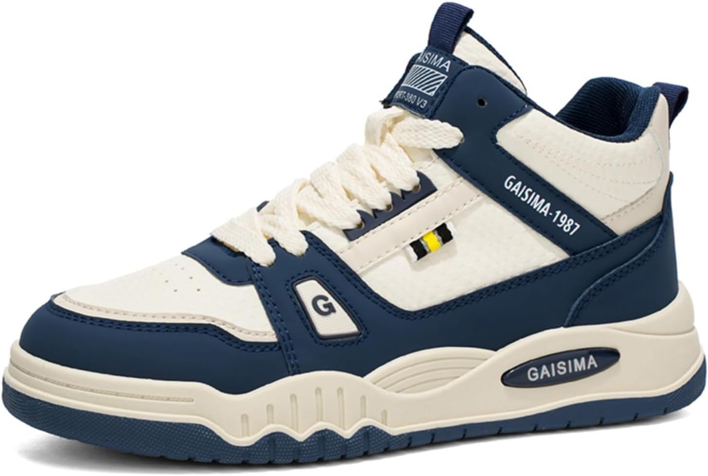 

Мужские модные кроссовки на массивной платформе, круглый носок, шнуровка, средний верх, с амортизирующей подошвой, удобные, легкие, нескользящие, для прогулок, поездок, спорта, тренажерного зала и уличного стиля Yrzhgdl, синий/бежевый