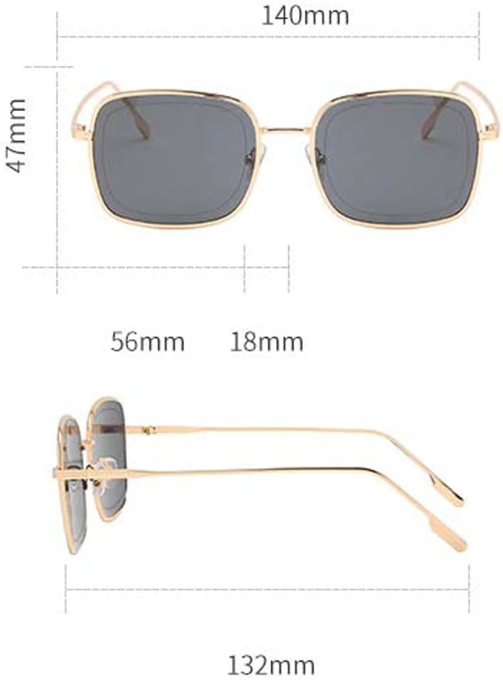 

Солнцезащитные очки XINXIN в квадратной металлической оправе большого размера для женщин, для уличной фотосъемки, отдыха и пляжа (Цвет: A, Размер: Средний), A