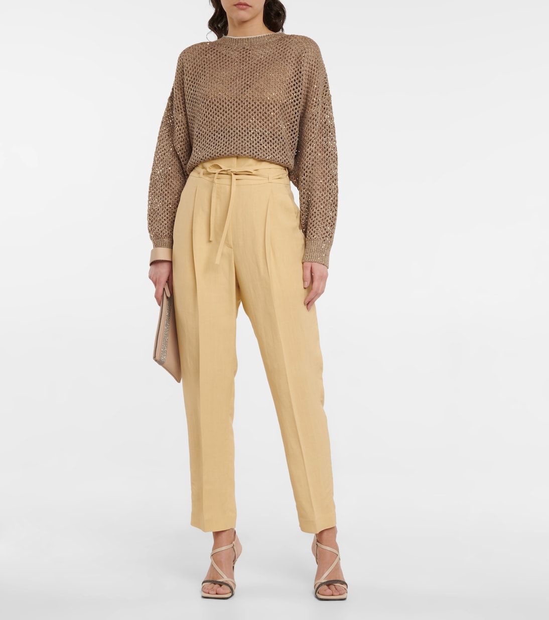 Зауженные брюки с высокой талией Brunello Cucinelli, Crepe — фото 2