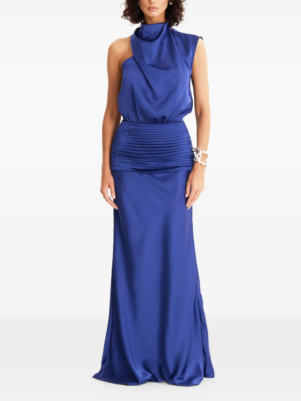 

Макси-платье с асимметричным плечом Moos Studio, синий