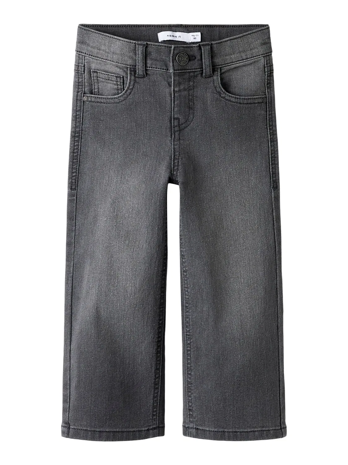 Джинсы широкие, деним, Name it, medium grey denim