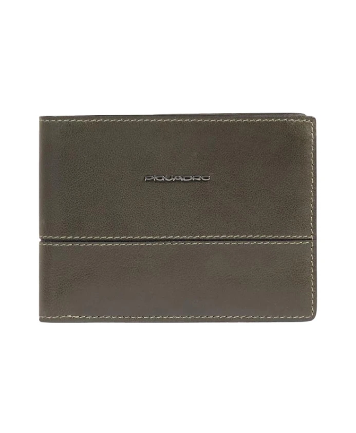 

Мужской кожаный кошелек с отделением для монет, с защитой от RFID-сканирования. Piquadro, зеленый