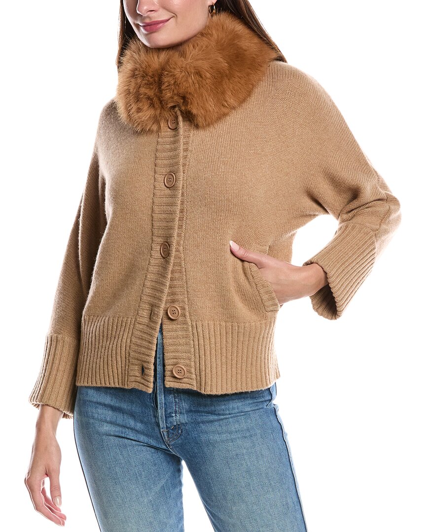 

Форте Кашемир Воротниковая шерстяная кардиган с кашемиром Forte Cashmere, коричневый