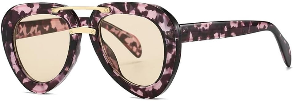 

Винтажные круглые солнцезащитные очки-пилот большого размера для женщин и мужчин, в стиле ретро-панк, с двойным оправой, овальной формы, защита от ультрафиолета UV400 WNCKSQ, C6purpledemi