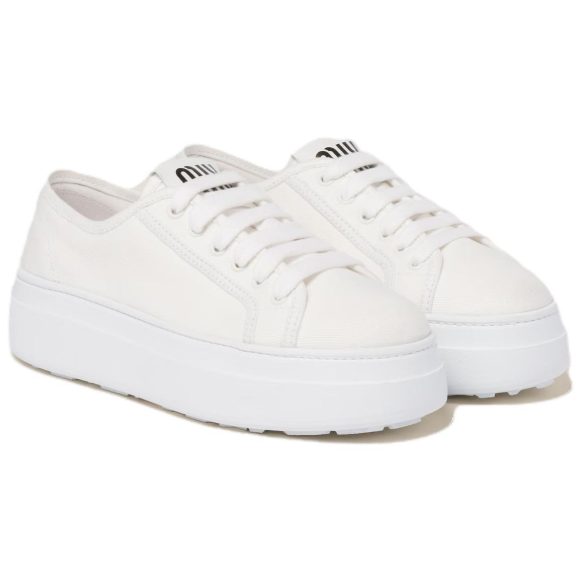 Женские белые скейтерские кеды Low Top MIU MIU — фото 4