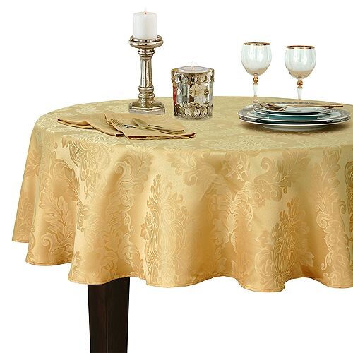 

Круглая жаккардовая дамасская скатерть Elrene Barcelona, 90 x 90 дюймов Elrene Home Fashions, цвет Gold
