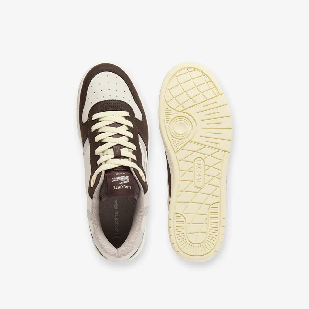 Мужские кожаные низкие кеды T-Clip Set серо-коричневые от Lacoste — фото 4