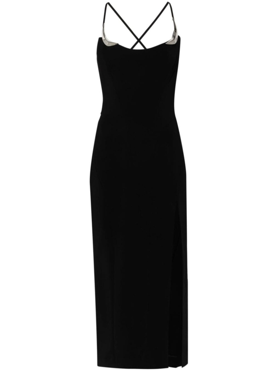 

Mugler платье миди с эффектом металлик, черный