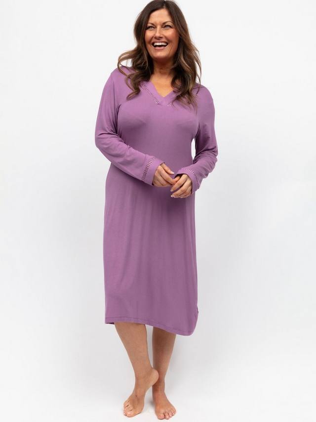 

Ночная сорочка с кружевной отделкой и длинными рукавами из джерси Cyberjammies, Mauve