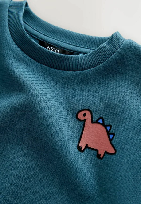 Толстовка с круглым вырезом и принтом на спине Next, Blue Dinosaur — фото 2