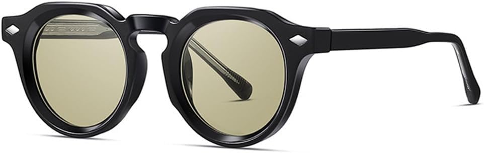 

Ретро круглые женские солнцезащитные очки класса люкс, модные сине-зеленые оттенки, защита от УФ-излучения UV400, мужские трендовые очки с заклепками, панк-очки TKKTLLT, Black Olive Green