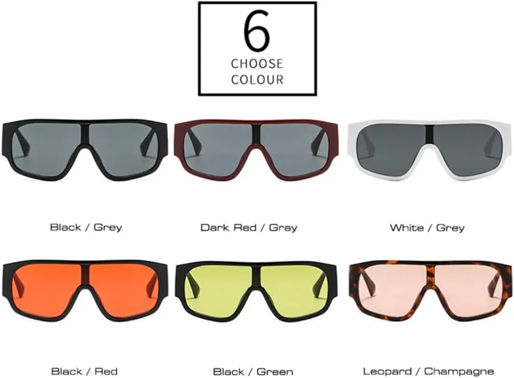 

Ретро большие женские солнцезащитные очки, цельные очки с леопардовым принтом, защита от УФ-излучения UV400, мужские панк-очки с широкими дужками VFDHN, Black Green