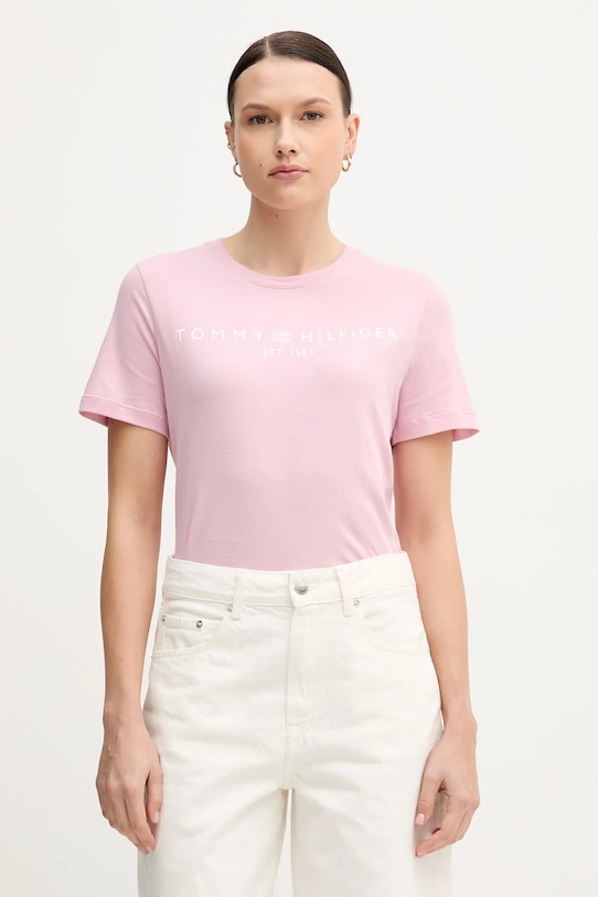 

Хлопковая футболка Tommy Hilfiger, розовый