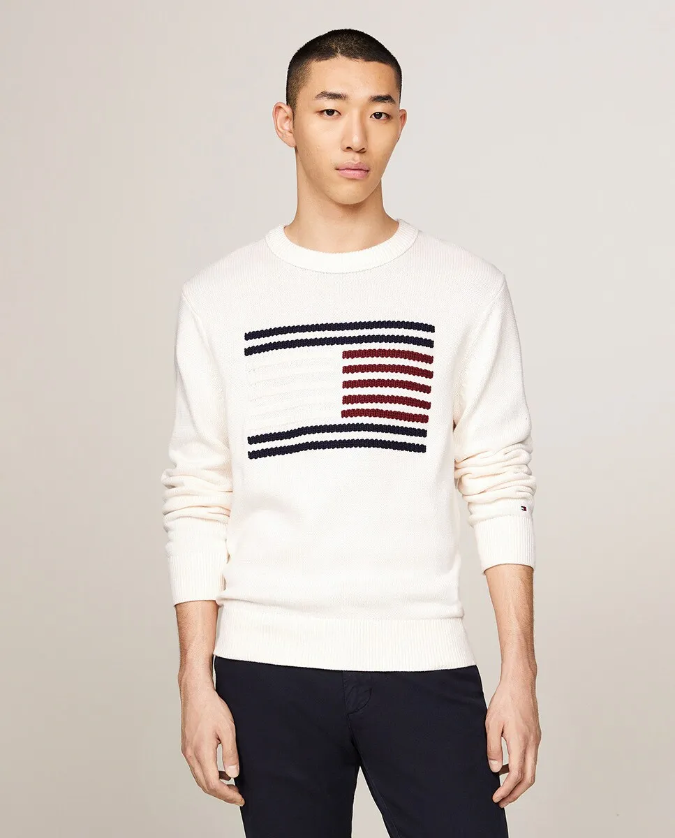 

Мужской свитер с круглым вырезом Tommy Hilfiger, белый