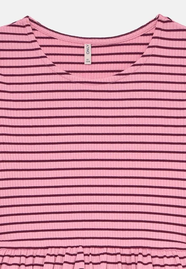 Платье kmgmaude с полосками на воротнике, трикотажное платье Only Mini, Sea Pink/Mauve Wine — фото 3