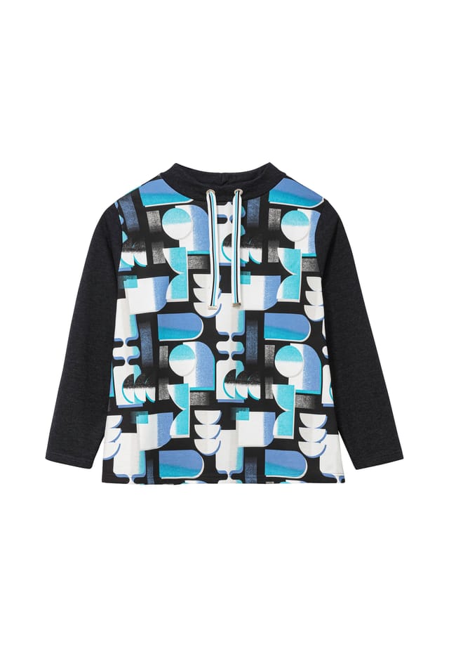 

Свитшот с воротником-стойкой и графическим принтом Sheego, черный