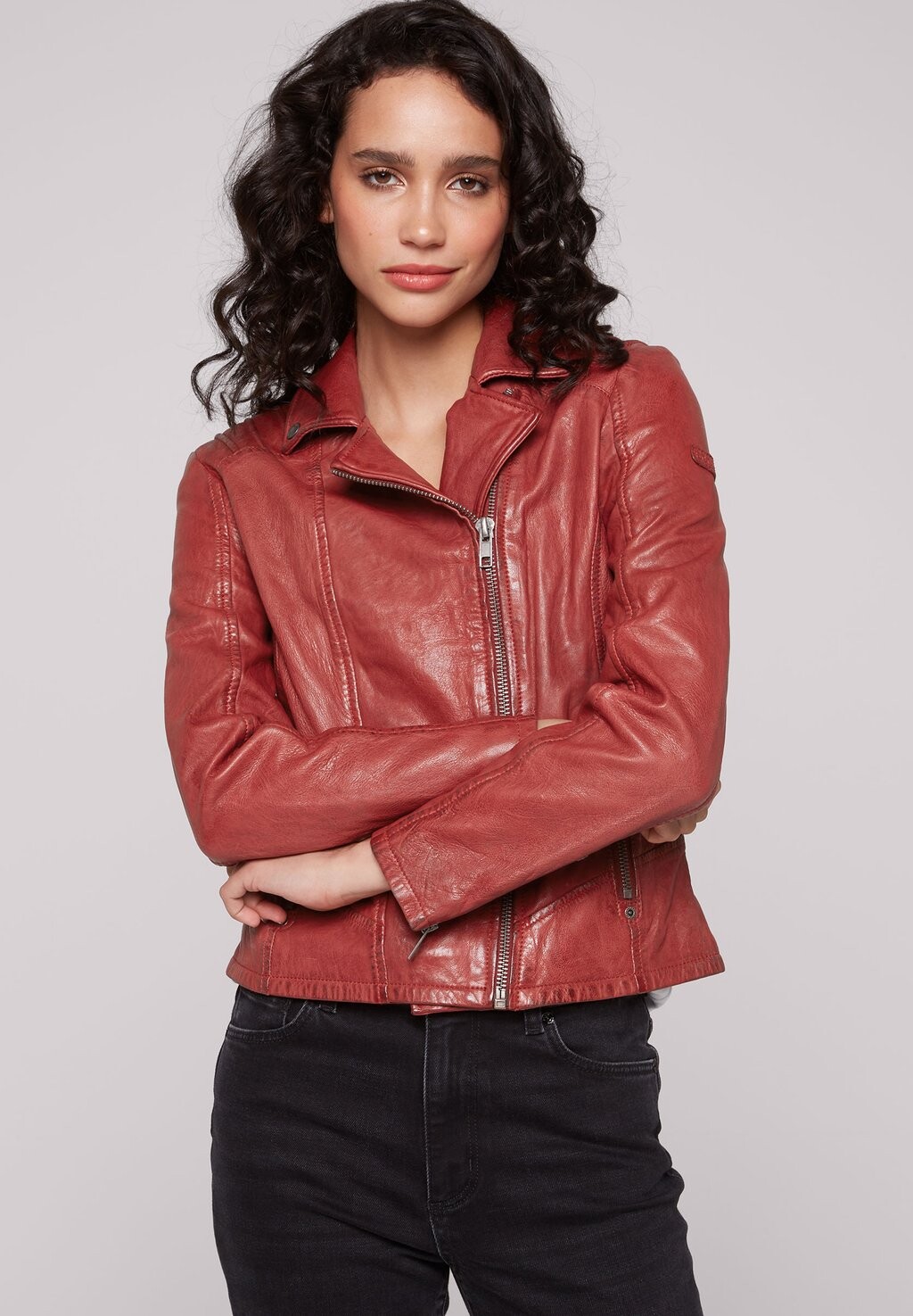 

Кожаная куртка BIKER AUS IM VINTAGE LOOK Soccx, красный
