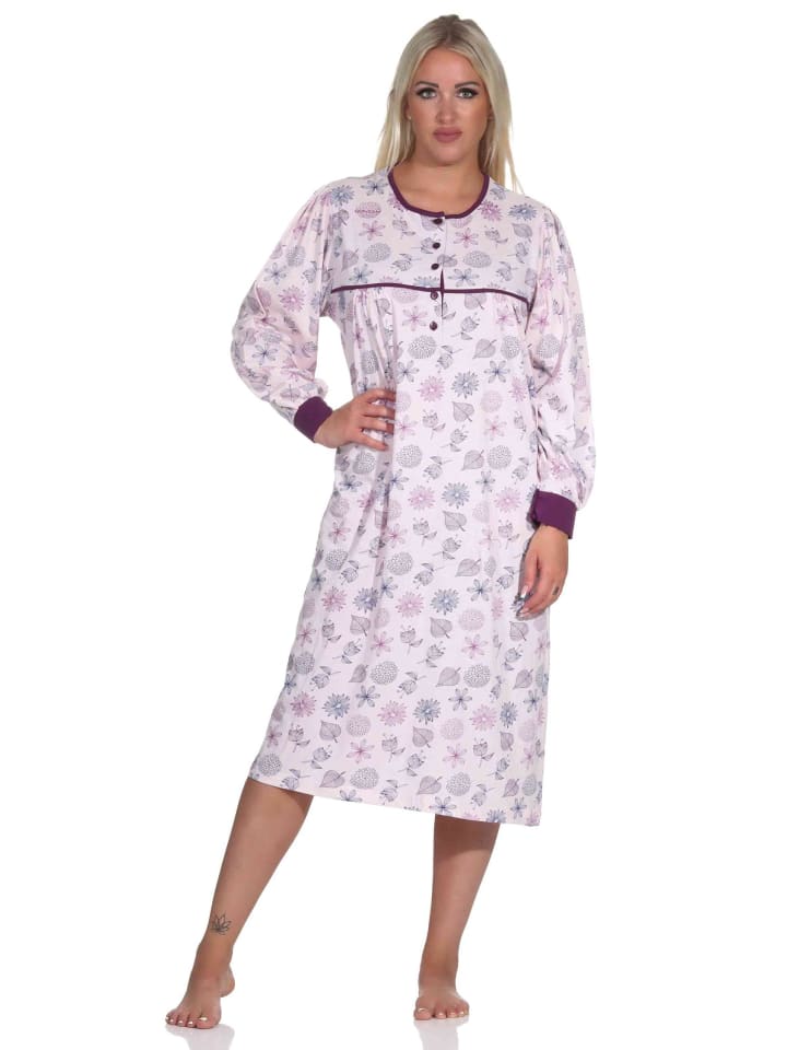 

Ночная рубашка с длинными рукавами, классический дизайн, застежка на пуговицы на шее - 88992, цвет: фиолетовый NORMANN