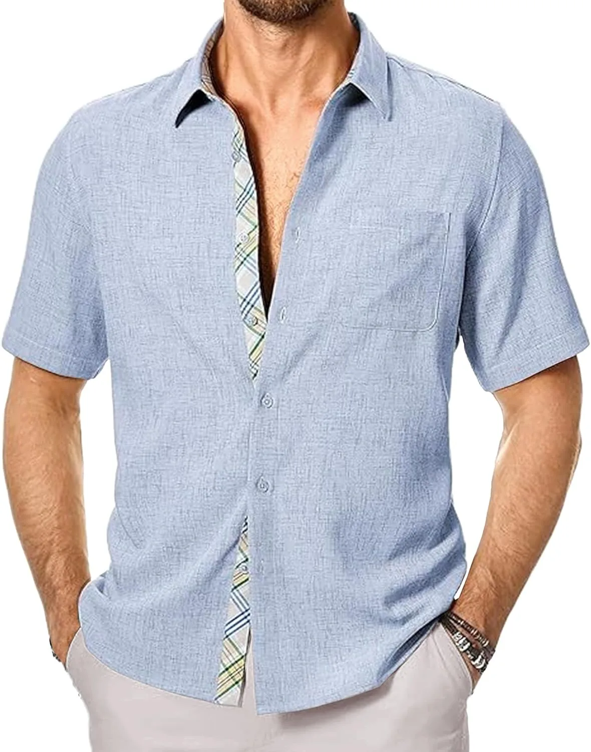 

Мужская кардиган-рубашка с лацканами и коротким рукавом Zylphorix