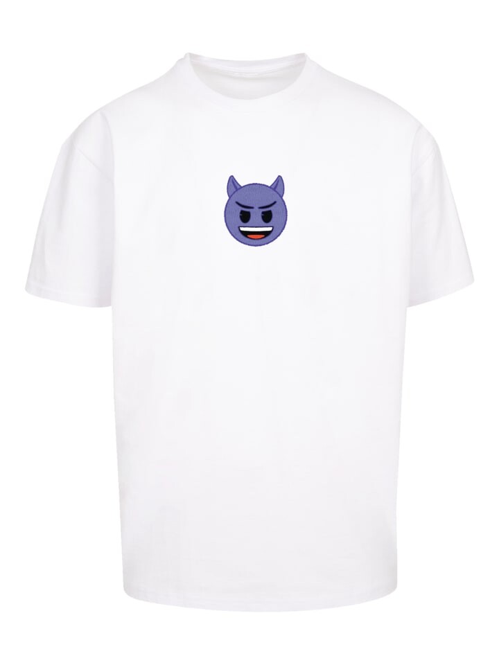 

Футболка emoji couture Heavy Oversize T-Shirt Evil smiling furry purple face, белый