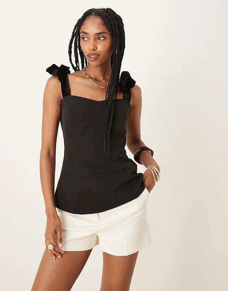 

Корсет-топ Pretty Lavish с бархатным бантом черного цвета