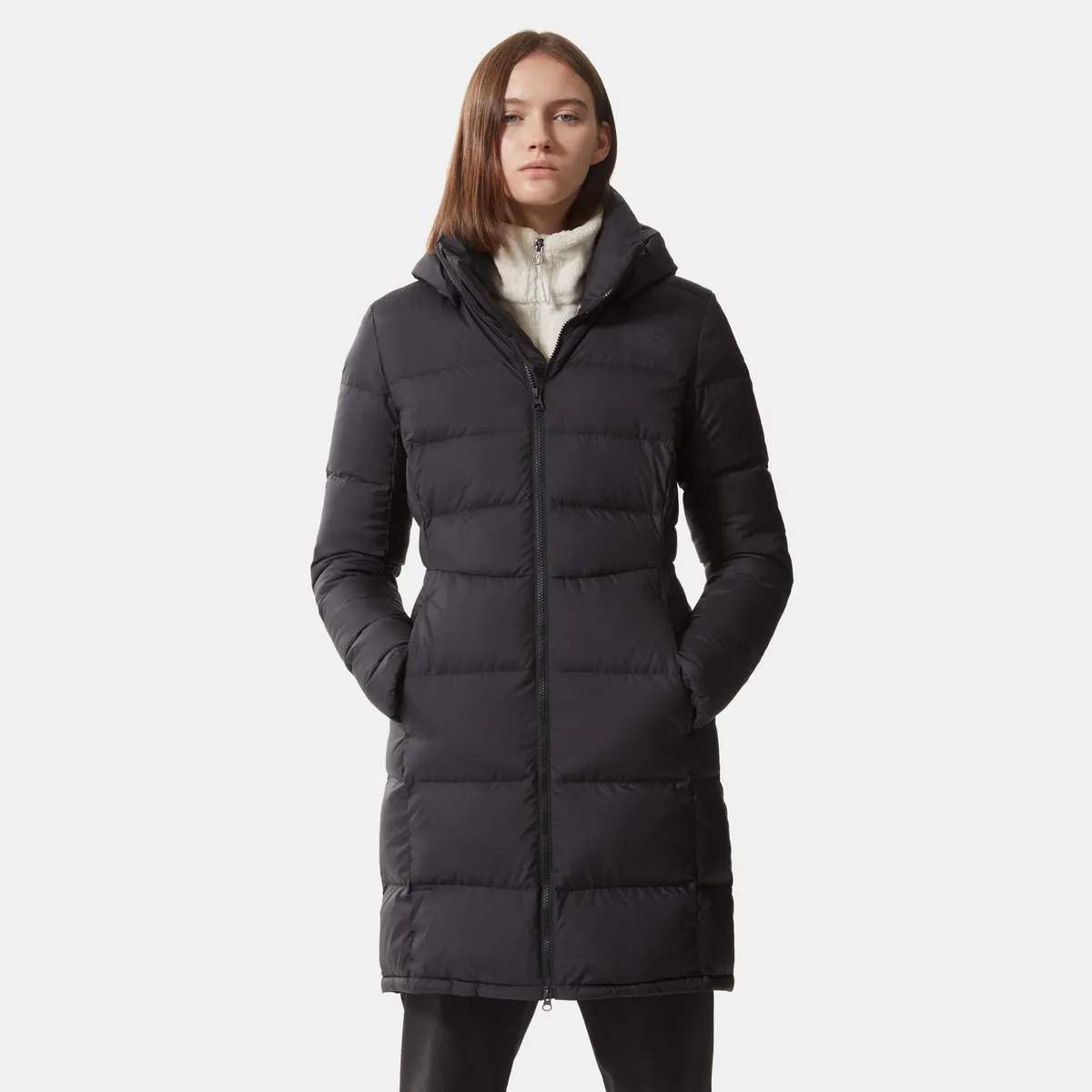 

Пуховик The North Face "W METROPOLIS PARKA", с капюшоном, с логотипом, черный