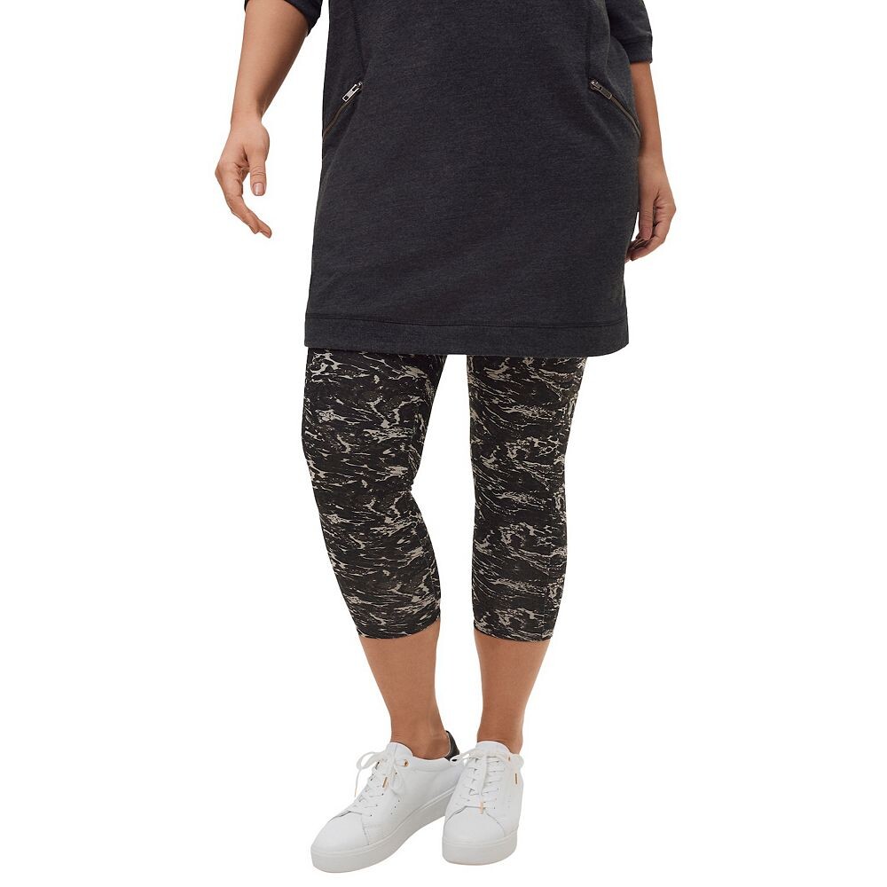 

Женские трикотажные леггинсы-капри больших размеров Ellos, цвет Grey Black Print