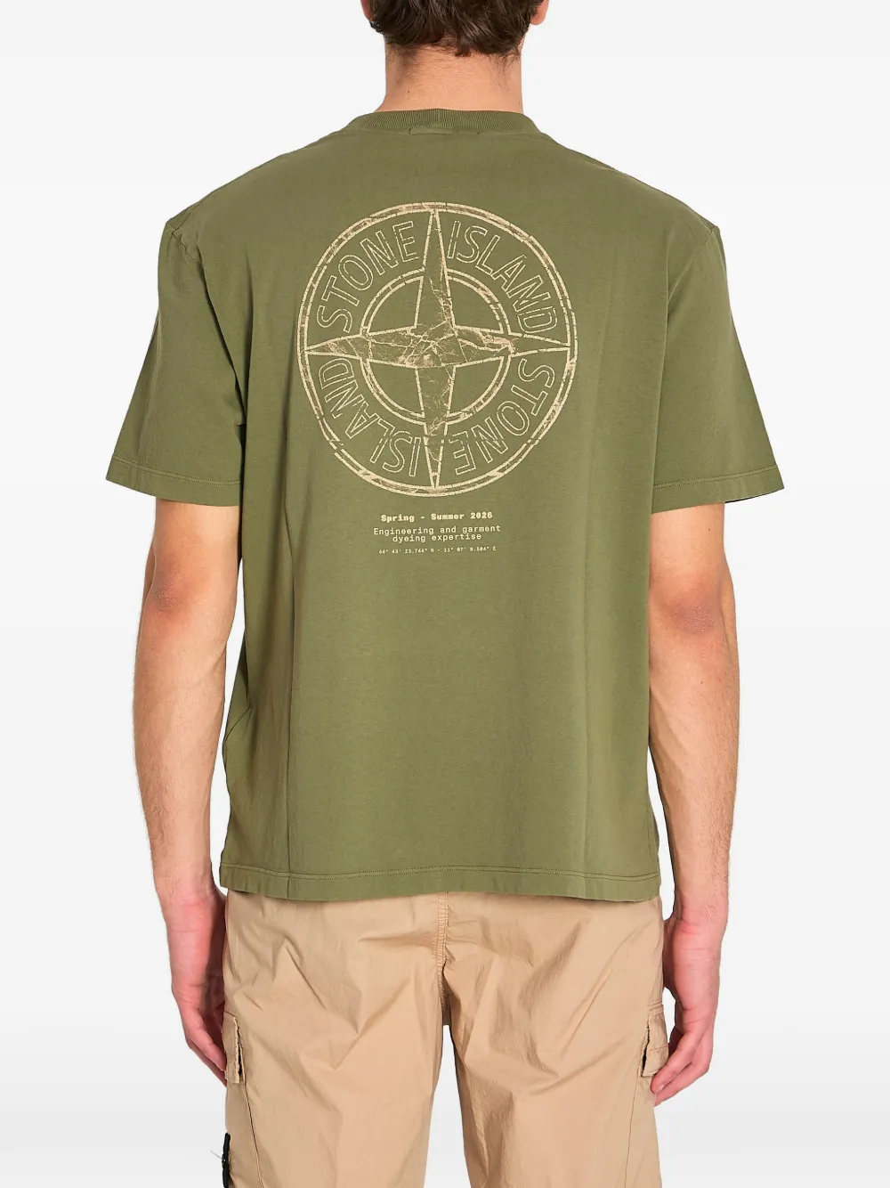 Футболка из хлопкового джерси в рубчик с принтом Stone Island, зеленый — фото 4