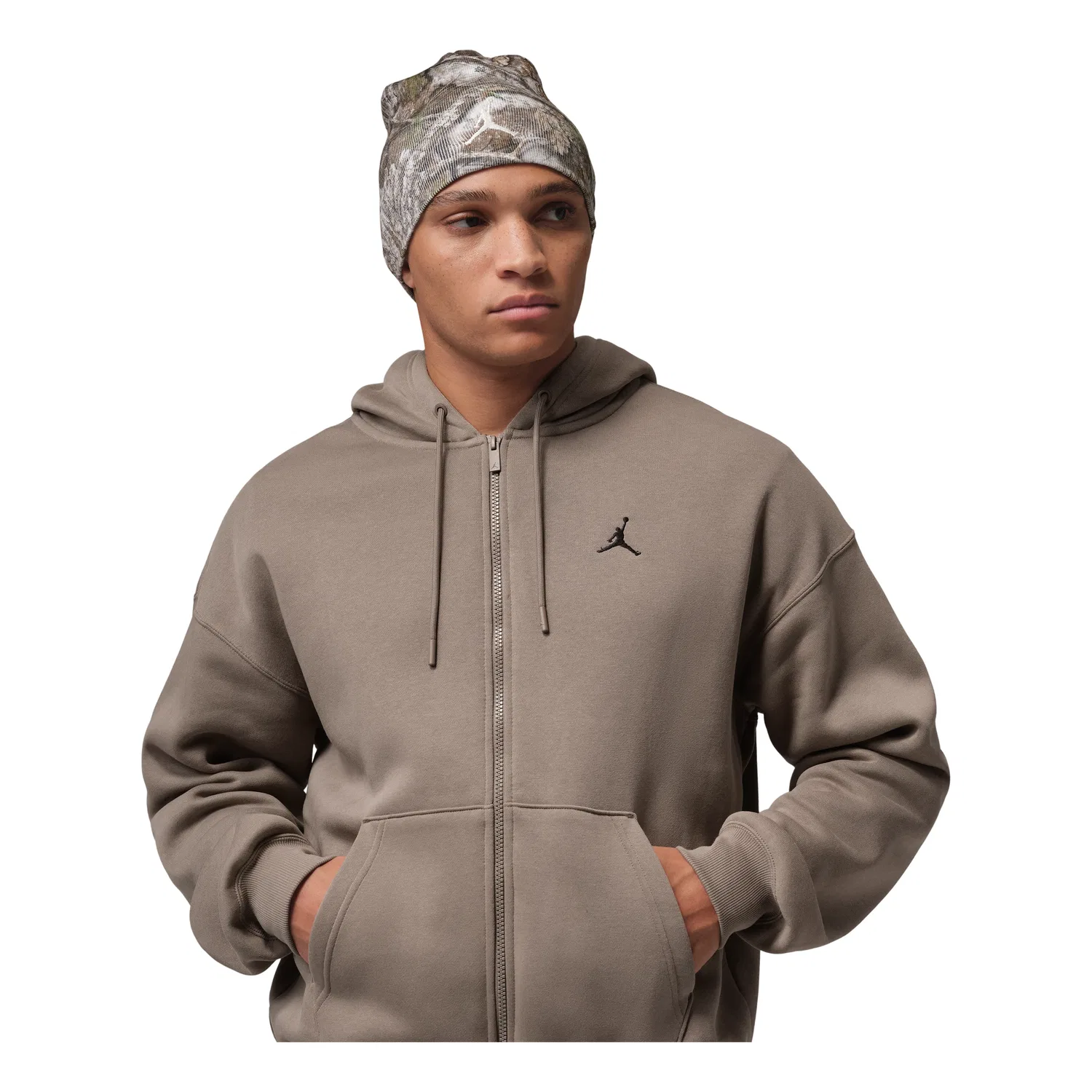 Толстовка Jordan Brooklyn Fleece Oversized Full-Zip Hoodie 'Olive Gray Black' IB7231-040, серый