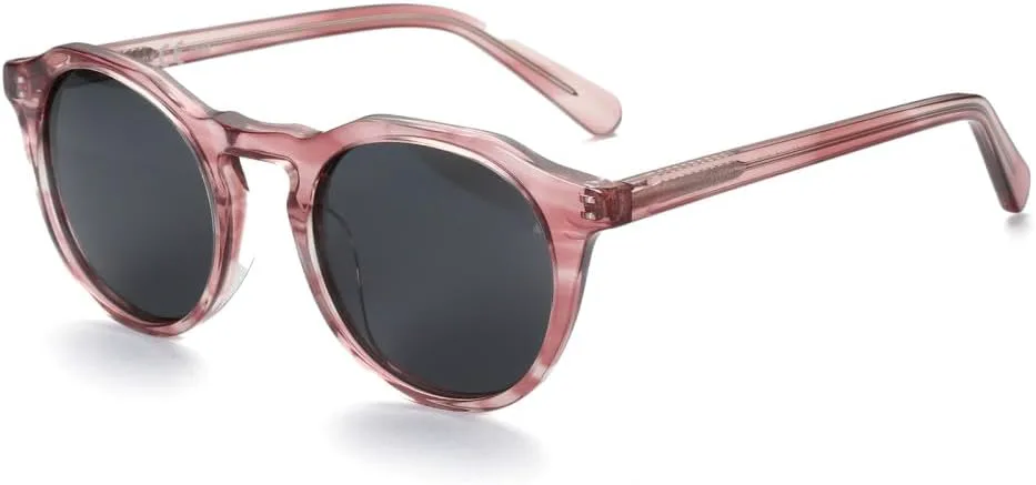 

Поляризованные солнцезащитные очки из ацетата, круглые, винтажные, с защитой от УФ-излучения UV400, для мужчин и женщин, в стиле ретро generic, 008 Crystal Pink