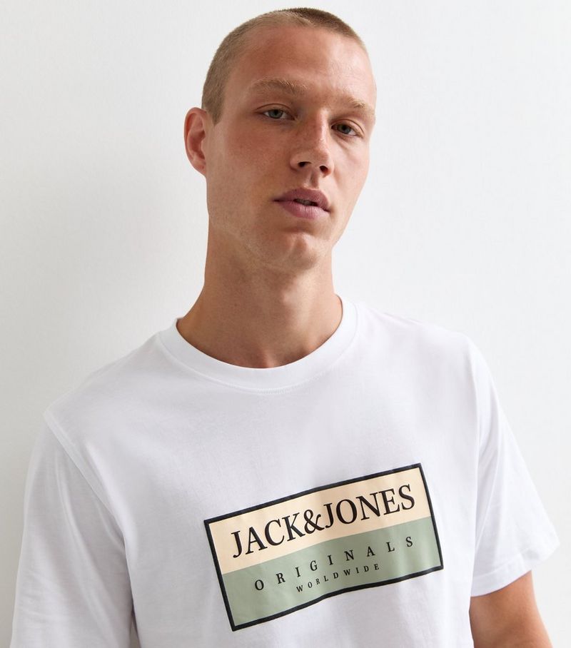 

Белая хлопковая футболка с логотипом Jack & Jones Jack & Jones, белый